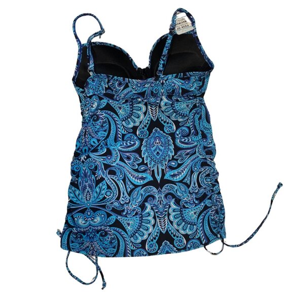 Assets Spanx Push Up Tankini Top Womens Sz S NEW Paisley Blue Slimming Vacation - Picture 2 of 12